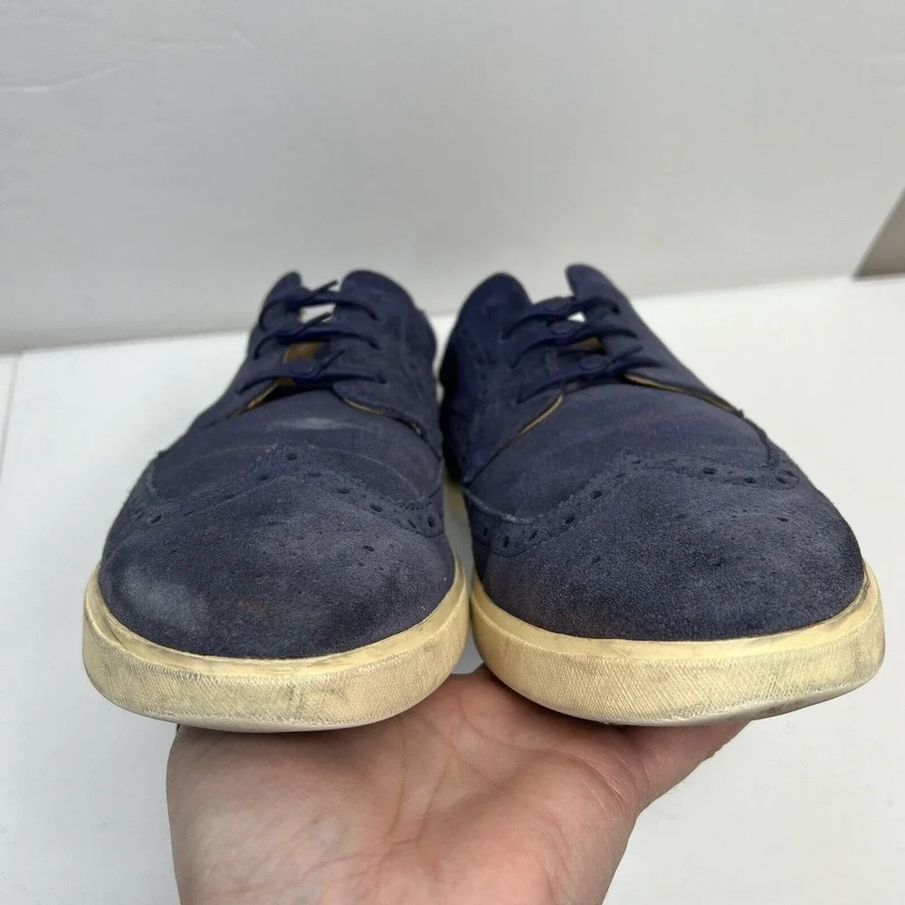 Cole Haan 11 M Navy Blue Suede Joshua Wingtip Oxford Sneaker Brogue Casual Shoes